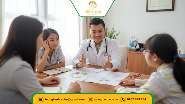 Bác sĩ tư vấn kế hoạch điều trị cho trẻ 
