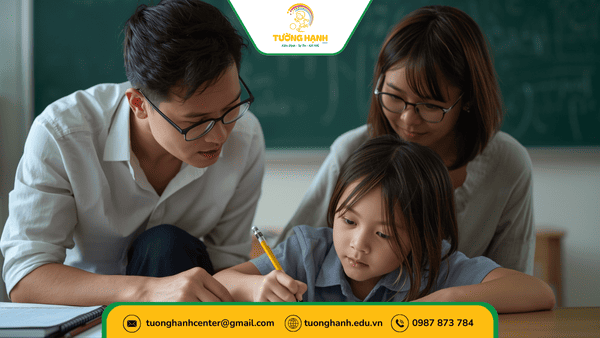 Cha mẹ và giáo viên trao đổi