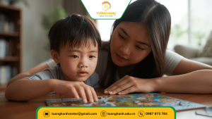  Trẻ ADHD tập trung chơi ghép hình