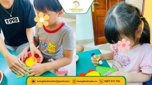 hình ảnh chăm chú của các bé khi được sáng tạo 